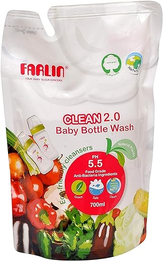 عبوة سائل منظف كلين 2.0 لتنظيف زجاجات الاطفال، عبوة لاعادة الملء من فارلين، AF-10005، 700 مل